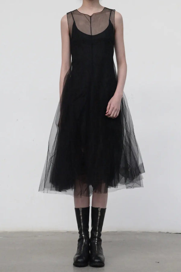 marc le bihan sleeveless gauze skirt black 2163 H17